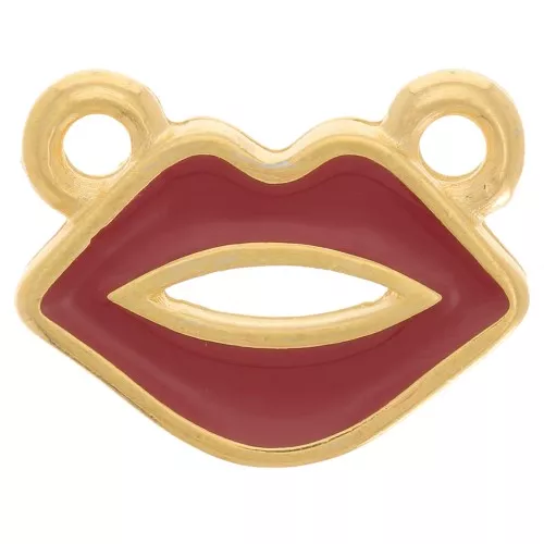 Entrepieza boca 10x13 mm resina epoxi - Dorado con oro fino - Rojo oscuro x1