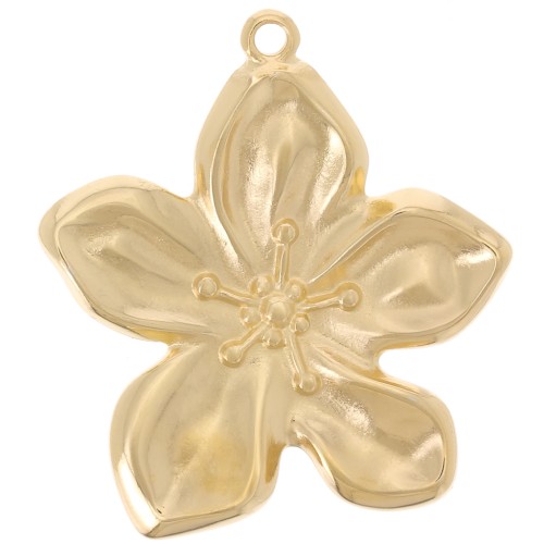 Colgante flor 40x37 mm - Dorado con oro fino x1