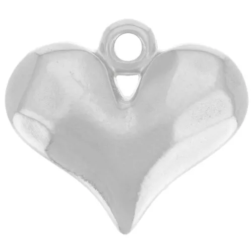 Colgante corazón martillado 14x16 mm - Plateado fino x1