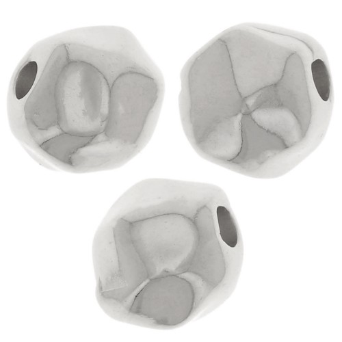 Cuenta redonda irregular 8 mm - Plateado fino x1