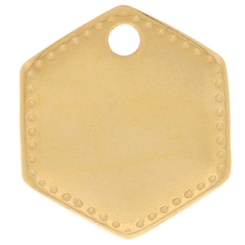 Colgante hexagonal 13x12 mm - Dorado con oro fino x1