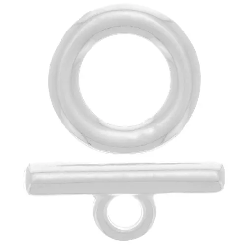 Cierre en T para pulsera o collar - 15 mm - Plateado x1