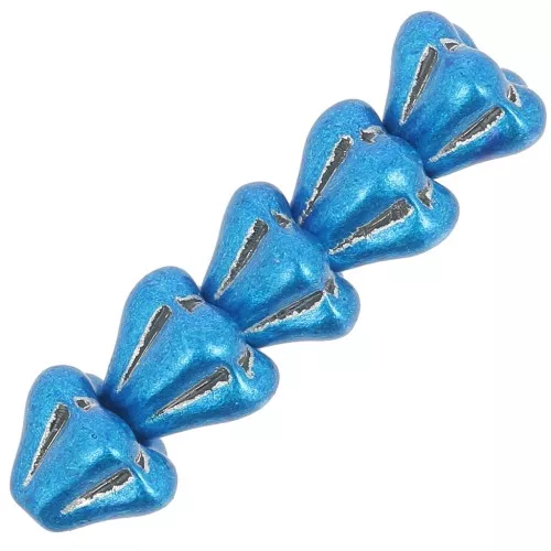 Cuentas flor de cristal 5x6 mm - Cristal Azul metalizado x10