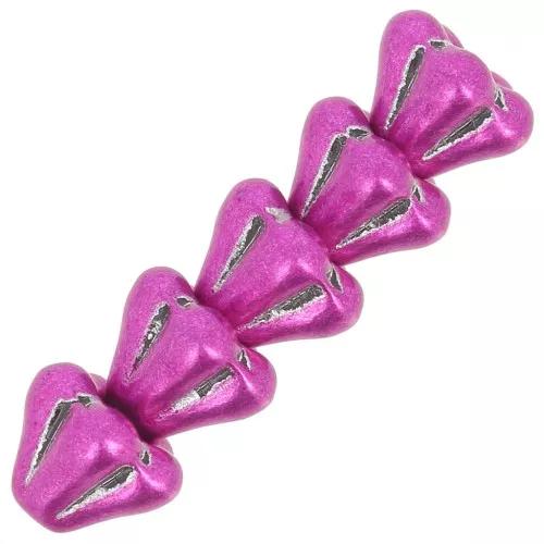 Cuentas flor de cristal 5x6 mm - Cristal rosa metalizado x10