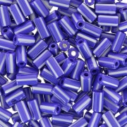 Abalorios tubos a rayas - Preciosa Ornela Rola - 7x3,5 mm Azul - Blanco x5g|raw }}