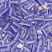 Cuentas de tubo a rayas - Preciosa Ornela Rola 7x3.5 mm Cristal forrado de plata Bleu x5g|raw }}