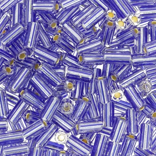 Cuentas de tubo a rayas - Preciosa Ornela Rola 7x3.5 mm Cristal forrado de plata Bleu x5g