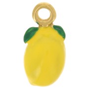 Colgante limón 16x8 mm Resina epoxi - Acero inoxidable 316L - Dorado - Amarillo x1