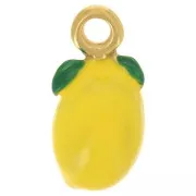 Dije de limón 16.5x8.5mm Resina epoxi - Acero inoxidable 304 - Dorado - Amarillo x1