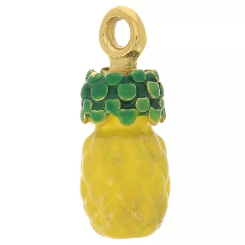 Colgante piña 14x5 mm Resina epoxi - Acero inoxidable 316L - Dorado - Amarillo x1