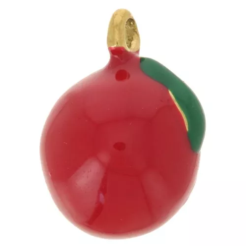 Colgante de manzana 9 mm Resina epoxi - Acero inoxidable 316L - Dorado - Rojo x1