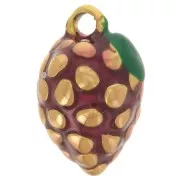 Colgante racimo de uvas 13x8mm Resina epoxi Acero inoxidable 316L Dorado Violeta x1