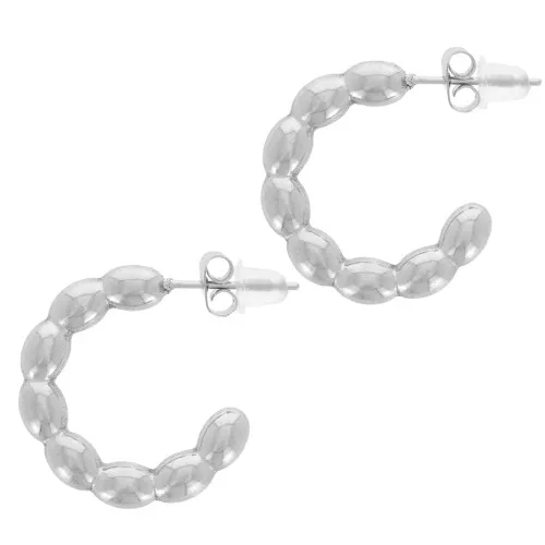 Pendientes de aro redondo con alambre de grano de arroz - 20 mm - acero inoxidable 316L x2