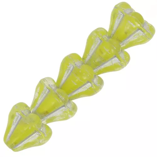 Cuentas flor de cristal 5x6 mm - Cristal Verde Lima plata x10