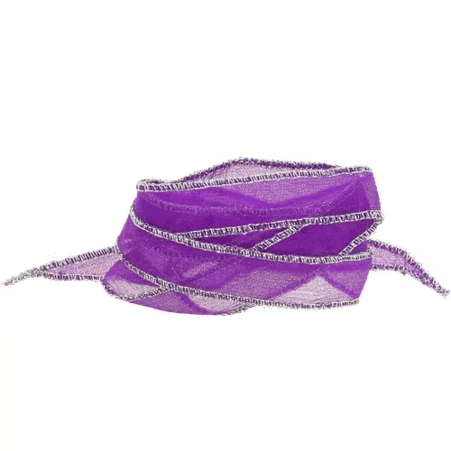 Cinta de seda con pespunte plateado 15 mm - Violeta x85cm