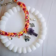 Cinta de seda de 25 mm - Atada y teñida - Violeta - Rojo oscuro - Rosa x85cm