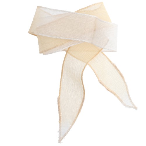 Cinta de seda de 25 mm - Tie and dye - Crudo/Crema - Blanca x 85 cm
