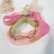 Cinta de seda de 25 mm - Tie and dye - Crudo/Crema - Blanca x 85 cm