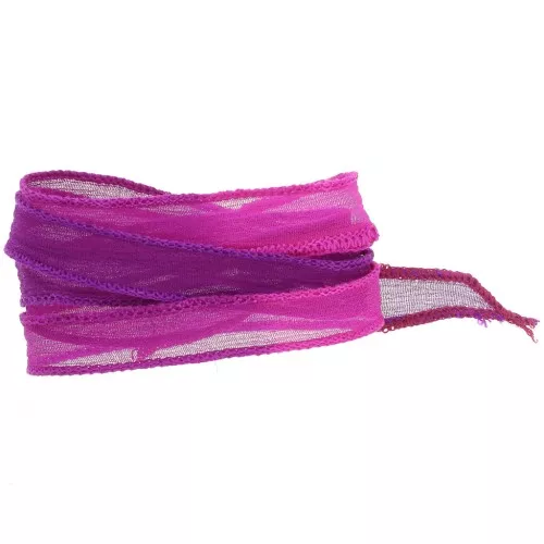 Cinta de seda de 10 mm - Atar y teñir - Rosa oscuro - Fucsia - Morado x85cm