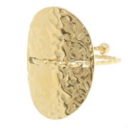 Anillo oval martillado con hilo diamantado - T50 a 59 - Acero inoxidable 304L Dorado x1