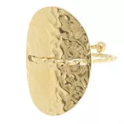 Anillo oval martillado con hilo diamantado - T50 a 59 - Acero inoxidable 304L Dorado x1