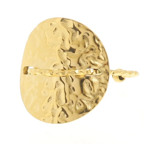 Anillo redondo martillado con hilo diamantado - T52 a 59 - Acero inoxidable 304L Dorado x1