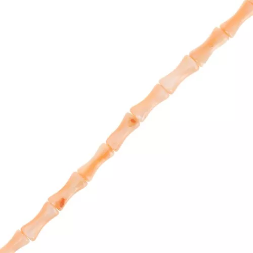Cuentas de tubo de bambú de nácar 8x4 mm Melocotón x38cm