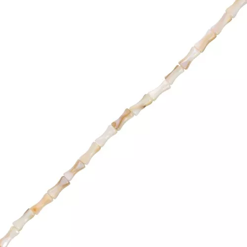 Cuentas de tubo de bambú de nácar tintado 8x4 mm Arena x37 cm