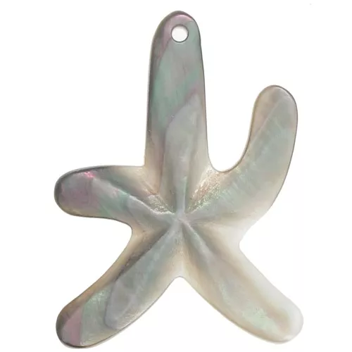 Colgante estrella de mar de nácar 39x28 Gris iridiscente x1
