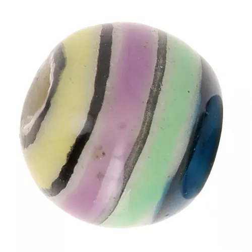 Cuentas redondas de cerámica rayadas 8 mm Verde - Azul - Violeta - Amarillo x4