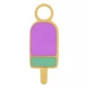 Dije de hielo 14x5 mm Resina epoxi - Acero inoxidable 316L - Dorado - Violeta x1