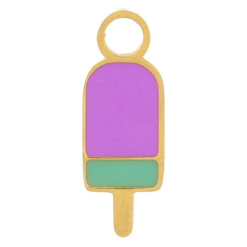 Dije de hielo 14x5 mm Resina epoxi - Acero inoxidable 316L - Dorado - Violeta x1