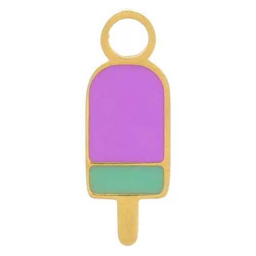 Dije de hielo 14x5 mm Resina epoxi - Acero inoxidable 316L - Dorado - Violeta x1
