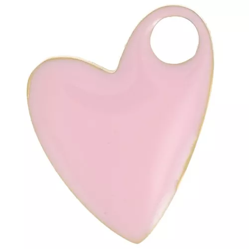 Colgante corazón 12x9 mm - Acero inoxidable 316L chapado en oro - Rosa claro x1