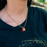 Dije de coral 17x8 mm Resina epoxi - Acero inoxidable 316L chapado en oro - Turquesa x1