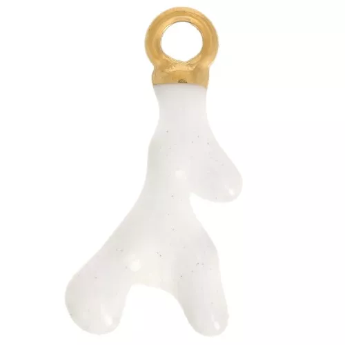 Dije de coral 17x8 mm Resina epoxi - Acero inoxidable 316L chapado en oro - Blanco x1