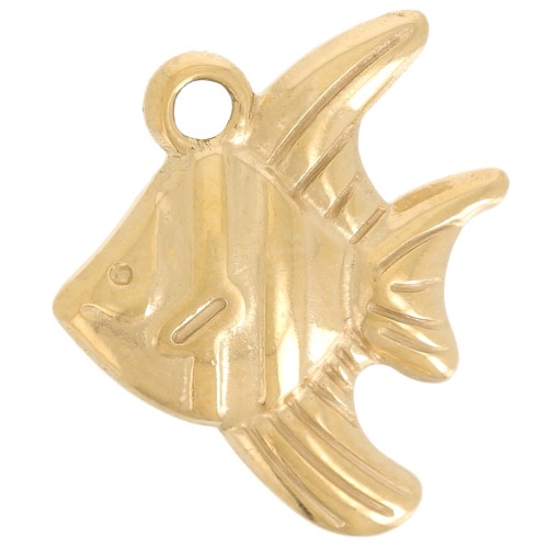 Dije de pez de 16 x 14 mm - Acero inoxidable 304L Dorado - Dorado x1