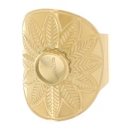 Anillo ancho étnico ajustable -cabochón 6 mm T. 52 a 58 Acero inoxidable 316L Dorado|raw }}