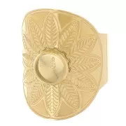 Anillo ancho étnico ajustable -cabochón 6 mm T. 52 a 58 Acero inoxidable 316L Dorado