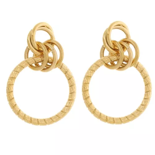 Pendientes de aro múltiples 41x28 mm Acero inoxidable dorado 304L x2