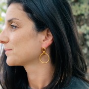 Pendientes de aro múltiples 41x28 mm Acero inoxidable dorado 304L x2