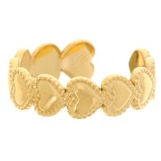 Anillo ajustable T50 a T57 motivo corazón - Acero inoxidable 304L Dorado x1