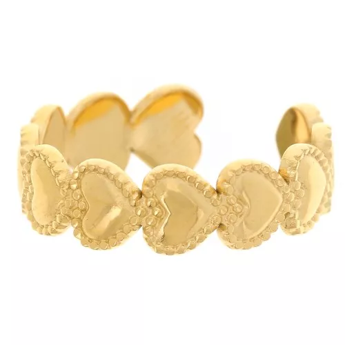 Anillo ajustable T50 a T57 motivo corazón - Acero inoxidable 304L Dorado x1
