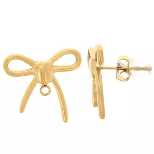 Pendientes - 16x17 mm - Acero inoxidable dorado 304L x2
