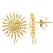 Pendientes de sol - 14 mm - Acero inoxidable 304L Dorado x2