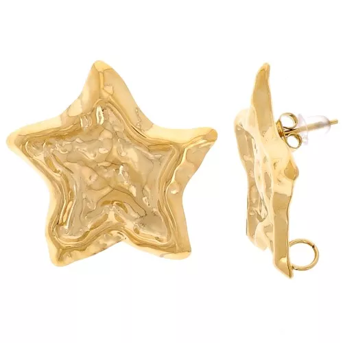 Pendientes Estrella de Mar 28x30 mm - Acero inoxidable dorado 304L x2