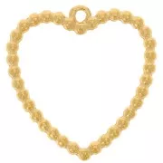 Colgantes corazón calado con bolita 24x23 mm Acero inoxidable 304L dorado x2