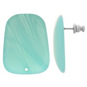 Pendientes trapecio de resina translúcida 28x22 mm - Azul Caribe jaspeado x2|raw }}