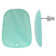 Pendientes trapecio de resina translúcida 28x22 mm - Azul Caribe jaspeado x2