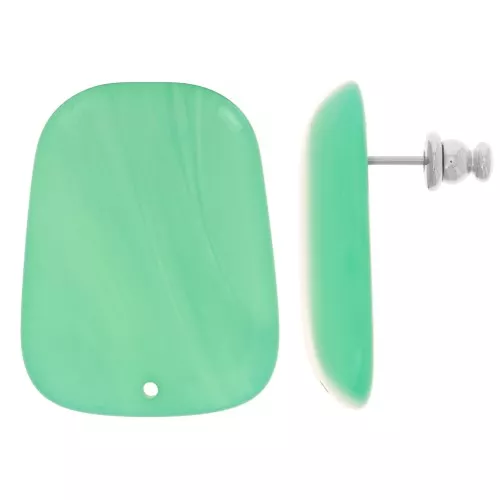 Pendientes trapecio de resina translúcida 28x22 mm - Verde Turquesa jaspeado x2